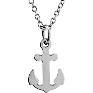 Sterling Silver Tiny Posh Petite Anchor 16-18-inch Necklace 