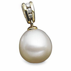 18K Yellow South Sea Cultured Pearl & .07 Diamond Carats Pendant 