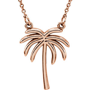 14K Rose Palm Tree 16-inch Necklace