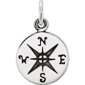 Sterling Silver Compass Charm 