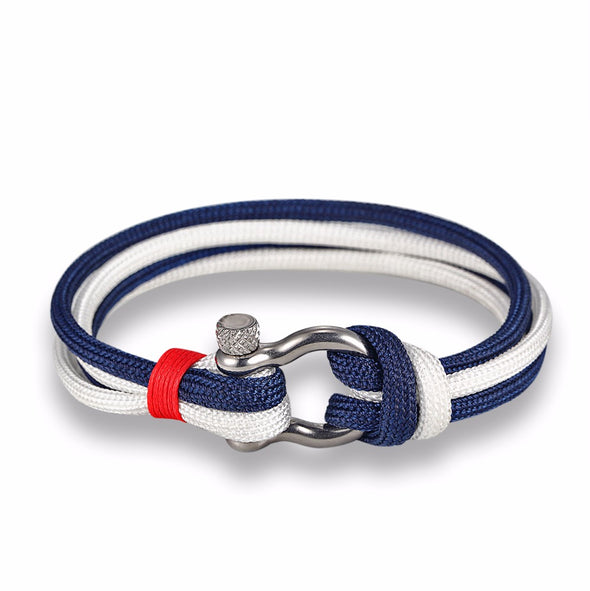 Ocean Life Nautical Rope Bracelet - Color: Double Blue White