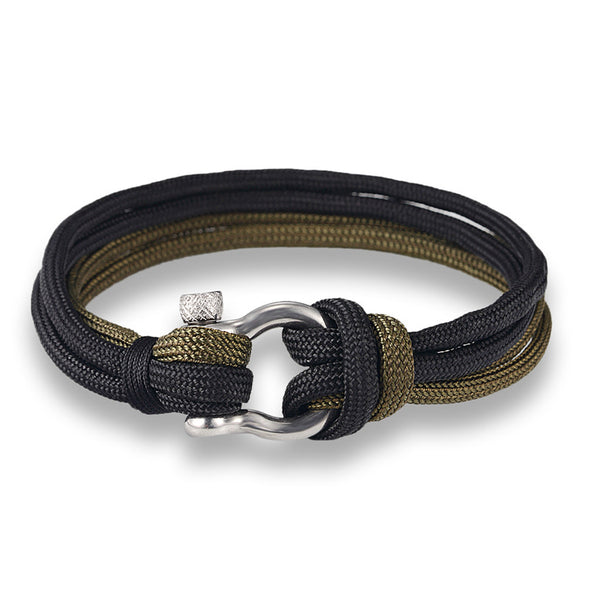 Ocean Life Nautical Rope Bracelet - Color: Double Black