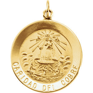 14K Yellow 22mm Round Caridad del Cobre Medal