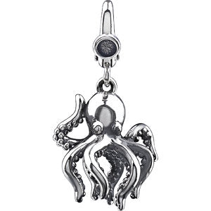 Sterling Silver 30x15mm Octopus Charm
