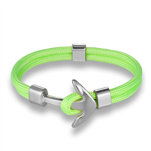 Ocean Life Nautical Anchor Bracelet - Color: Fluorescent green