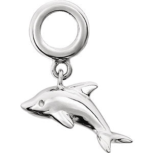 Sterling Silver 15x14mm Kera Dolphin Charm 