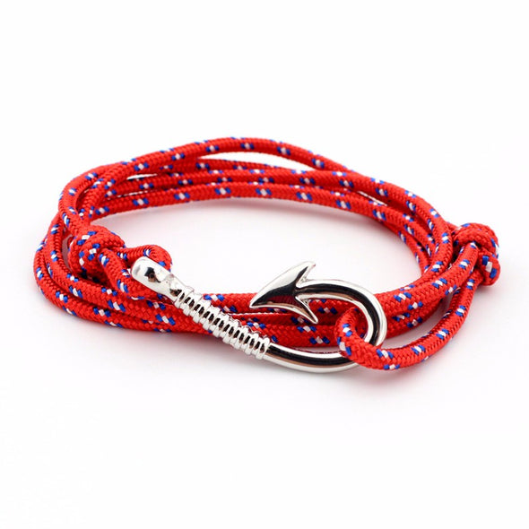 Ocean Life Fish Hook Bracelet - Color: Silver red