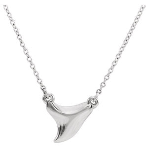 14K White 16-18-inch Shark Tooth Necklace