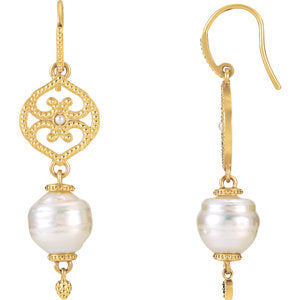 14K Yellow South Sea Cultured Pearl Earrings