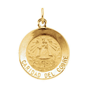 14K Yellow 15mm Round Caridad del Cobre Medal
