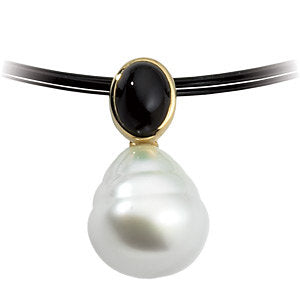 14K Yellow South Sea Cultured Pearl & Onyx Pendant 
