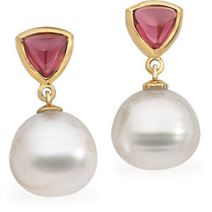 Rhodolite Garnet & South Sea Cultured Pearl Earrings or Semi-mount