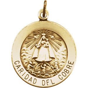 14K Yellow 18mm Round Caridad del Cobre Medal