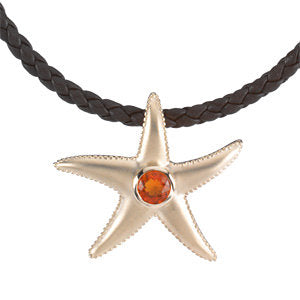 14K Yellow Mexican Fire Opal Starfish Pendant