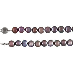 Sterling Silver Freshwater Cultured Black Pearl 18-inch Necklace
