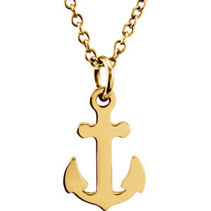14K Yellow Tiny Posh Petite Anchor 16-18-inch Necklace 