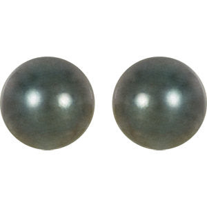 14K Palladium White 8mm Round Tahitian Cultured Pearl Earrings