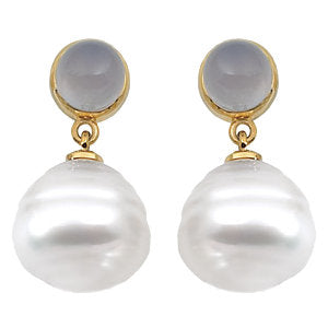 South Sea Cultured Pearl & Chalcedony Earrings