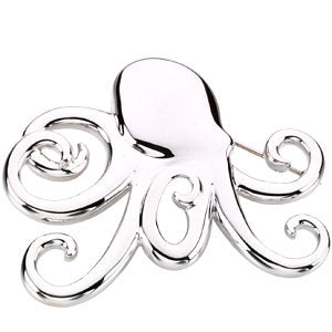 Sterling Silver Octopus Brooch 