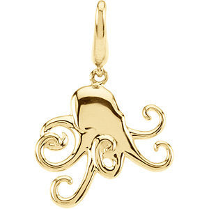 14K Yellow 17mm Octopus Dangle