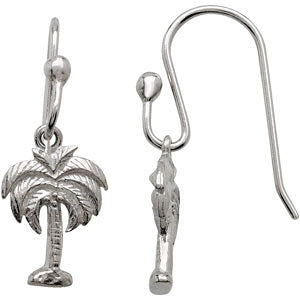 Sterling Silver 13.89x9.16mm Palm Tree Earrings