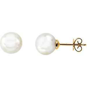 14K Yellow 14mm Full Button South Sea Cultured Fashion Pearl Earrings