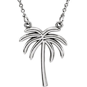 14K White Palm Tree 16-inch Necklace