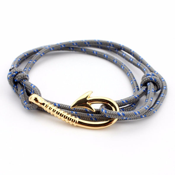 Ocean Life Fish Hook Bracelet - Color: Gold gray