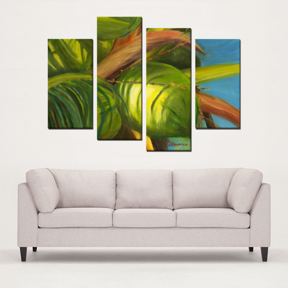 Green Coconuts 4 Panel Canvas Prints