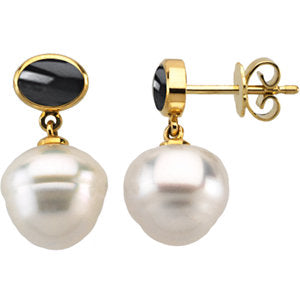 South Sea Cultured Pearl & Onyx Earrings