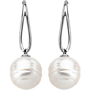 14K White South Sea Cultured Pearl Earrings