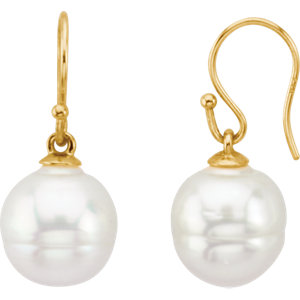 18K Yellow 15mm South Sea Cultured Pearl Earrings
