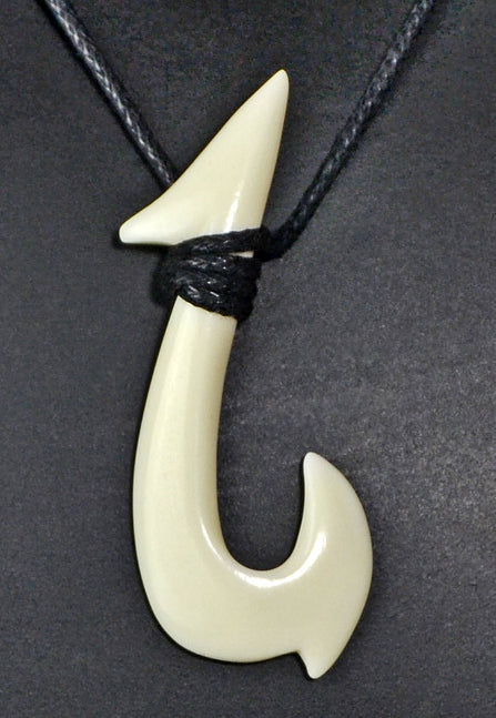 bone fish hook hawaii Black w/ Engravings 2.5 long Polynesian Bone Fish Hook Pendant