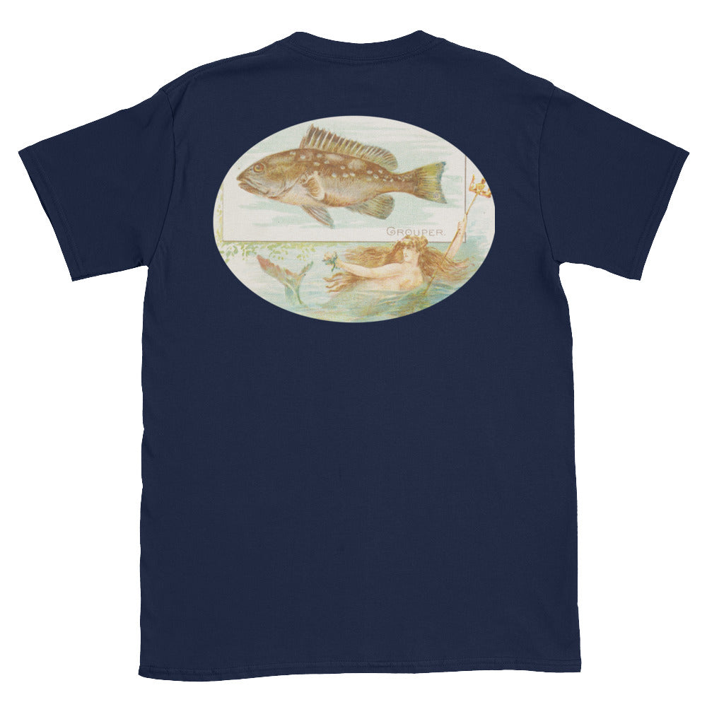 Vintage Fishing T-Shirt with Grouper and Mermaid White / M